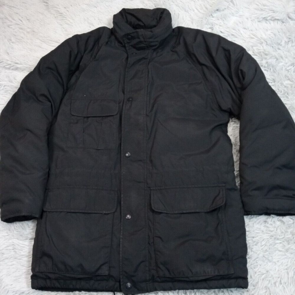 Vintage Eddie Bauer Jacket Mens S Black Coat Goose Down Parka Outdoors Pockets